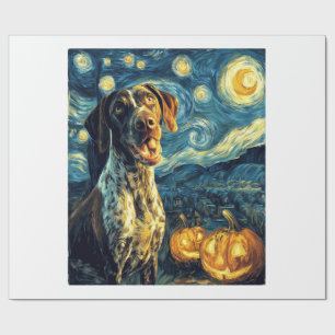 Deutsch Drahthaar 2 Süßer Hund Halloween Ja Geschenkpapier