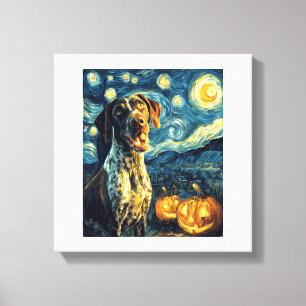 Deutsch Drahthaar 2 Süßer Hund Halloween Ja Leinwanddruck