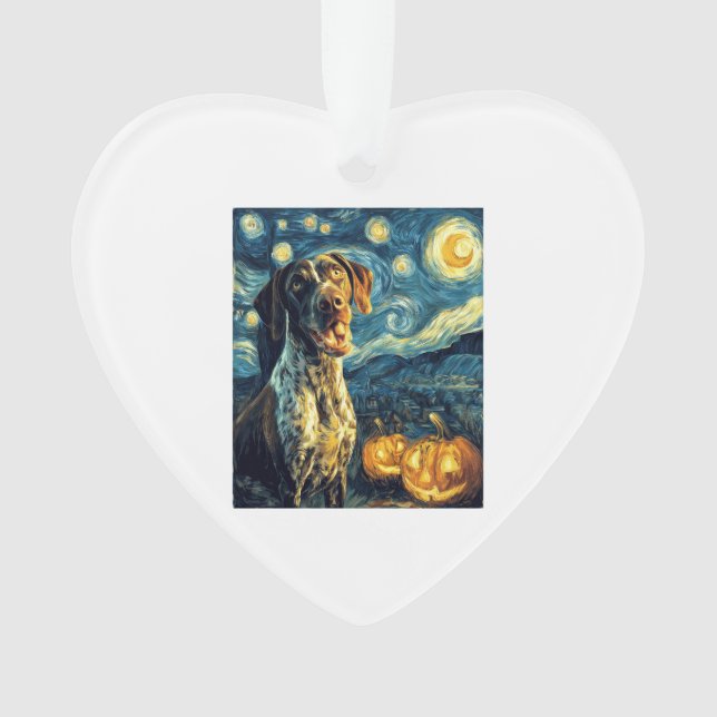 Deutsch Drahthaar 2 Süßer Hund Halloween Ja Ornament (Vorderseite)