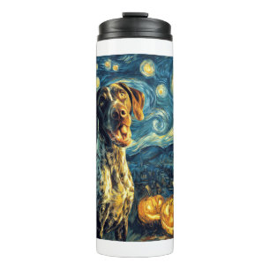 Deutsch Drahthaar 2 Süßer Hund Halloween Ja Thermosbecher