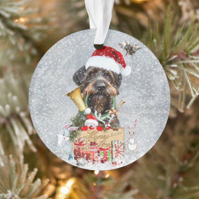 Deutsch Drahthaar, Frohe Weihnachten! Ornament (Baum)