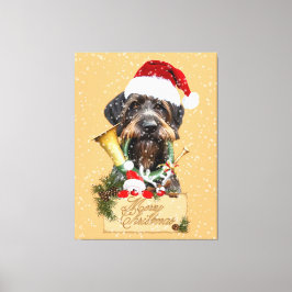 Deutsch Drahthaar, Frohe Weihnachten! Schaltfläche Leinwanddruck