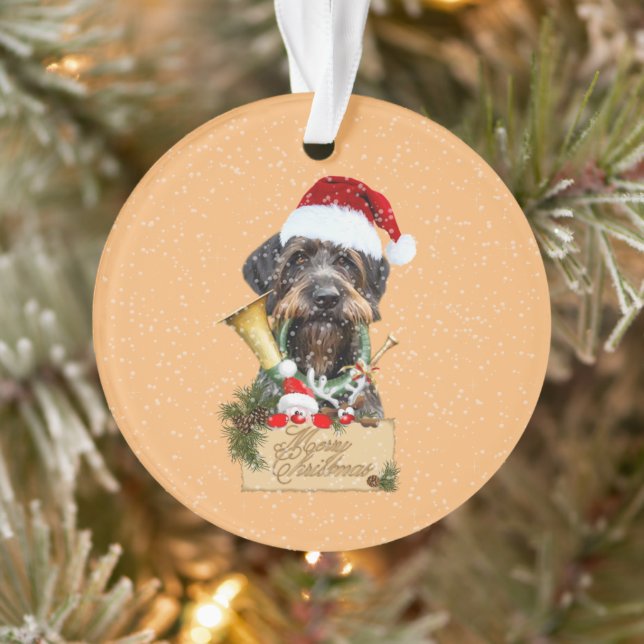 Deutsch Drahthaar, Frohe Weihnachten! Schaltfläche Ornament (Baum)