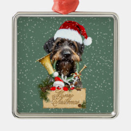 Deutsch Drahthaar, Frohe Weihnachten! Schaltfläche Ornament Aus Metall