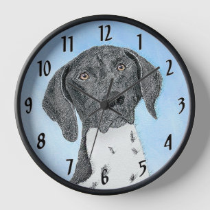 Deutsch Drahthaar Gemälde - Hunde Kunst Uhr