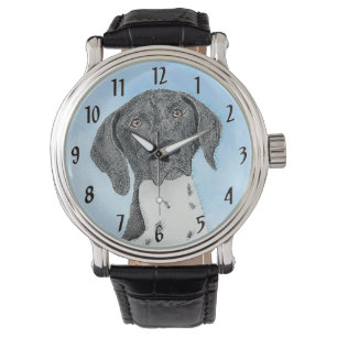 Deutsch Drahthaar Gemälde - Hundekunst Armbanduhr