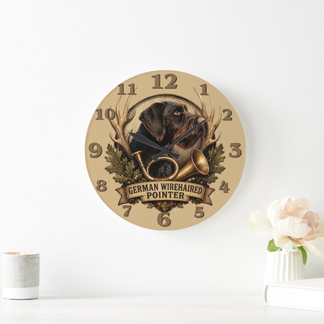 Deutsch Drahthaar Große Wanduhr (Zuhause)