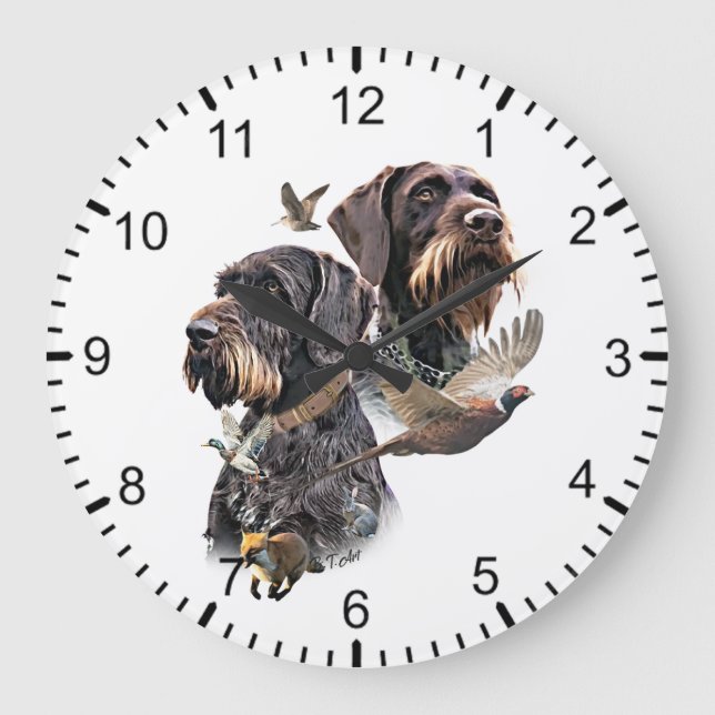 Deutsch Drahthaar Große Wanduhr (Vorderseite)