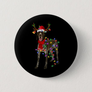 Deutsch Drahthaar Hund Baum Weihnachtsbeleuchtung Button