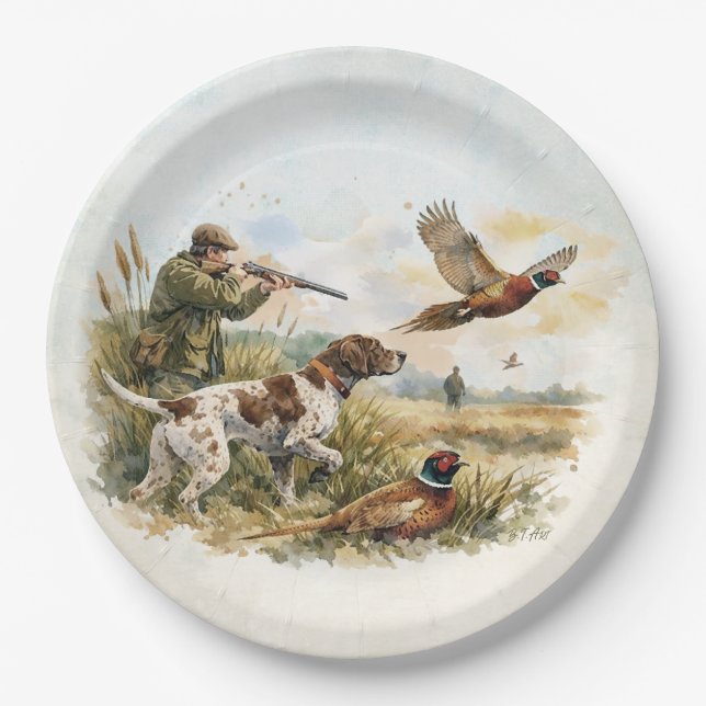 Deutsch Drahthaar, Jagd Pappteller (Vorderseite)