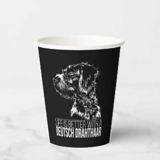 Deutsch Drahthaar Leben ist besser Hund Sprichwort Pappbecher