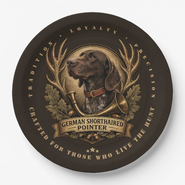 Deutsch Drahthaar Logo Pappteller (Vorderseite)
