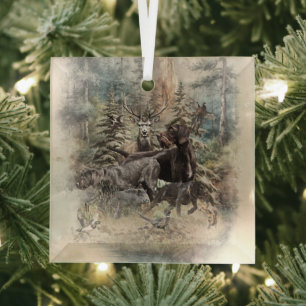 Deutsch Drahthaar Ornament Aus Glas