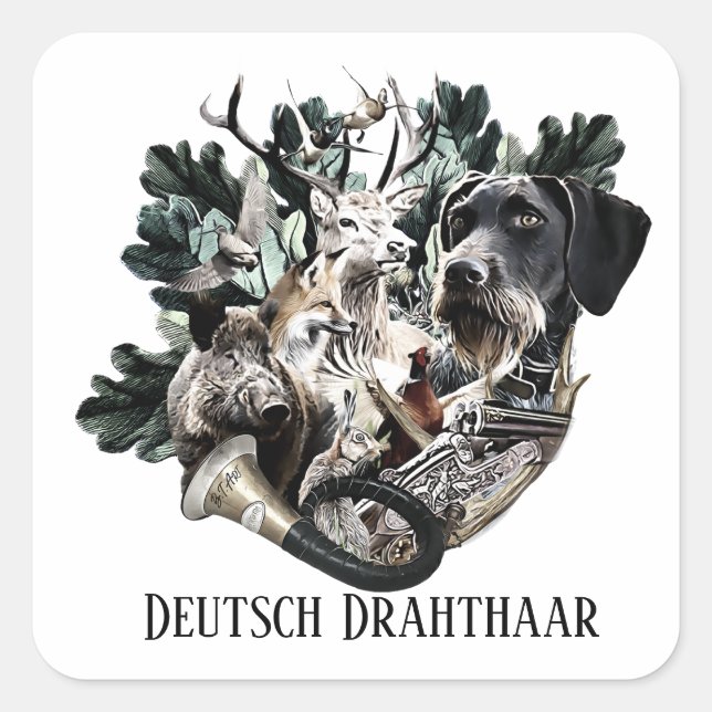 Deutsch Drahthaar Quadratischer Aufkleber (Vorderseite)