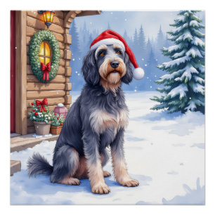 Deutsch Drahthaar Schneelodge Weihnachtsmannmütze Poster