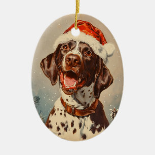 Deutsch Drahthaar Weihnachten Keramik Ornament