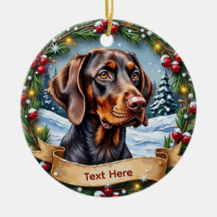 Deutsch Drahthaar Weihnachtsbaumanhänger Keramik Ornament