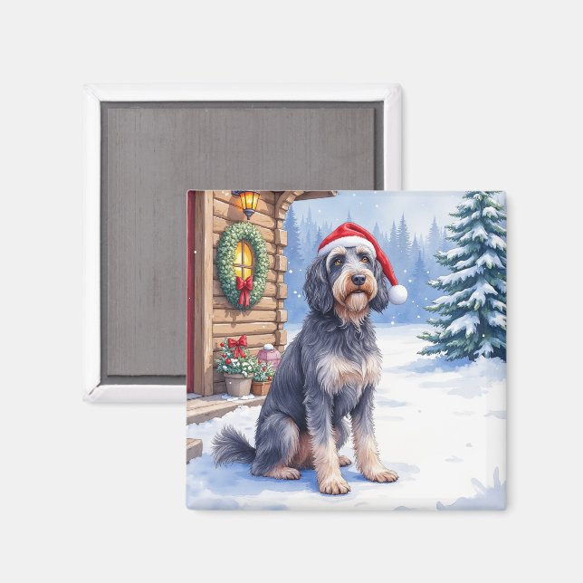 Deutsch Drahthaarpointer Schneelodge Santa Hut Magnet (Vorderseite/Rückseite)