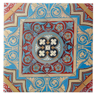 Deutsch geometrische Jugendstil Jugendstil rot bla Fliese