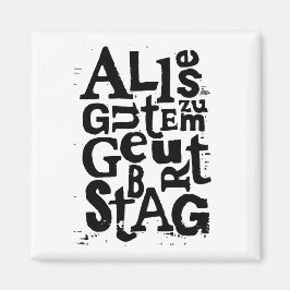 Deutsch "Happy Birthday" Lino Print Magnet