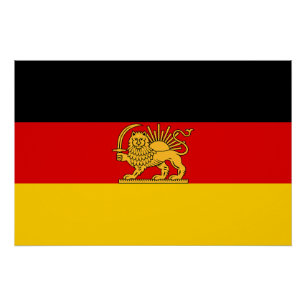 Deutsch-Iranische Löwe-und-Sonne-Erbeflagge Poster