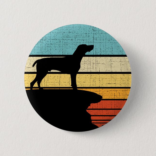 Deutsch Kurzgezeichneter Pointer Retro Vintager 60 Button (Vorderseite)