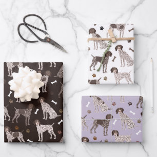 Deutsch Kurzgezogener Zeiger-Hundeknochen und Paw  Geschenkpapier Set