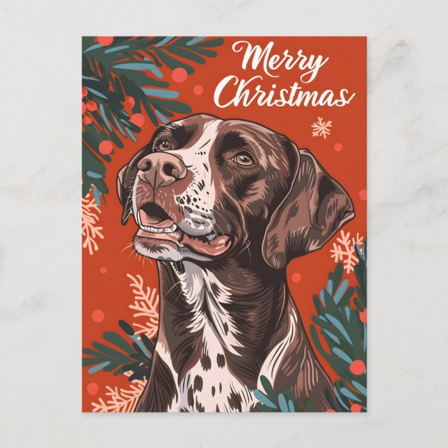 Deutsch Kurzhaar Pointer Christmas Postkarte (Vorderseite)