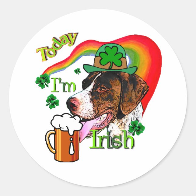 Deutsch Kurzhaarige Pointer St Pattys Runder Aufkleber (Vorderseite)