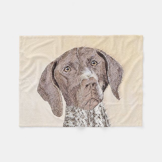 Deutsch Kurzhaarmalerei - Hundekunst Fleecedecke (Vorderseite (Horizontal))