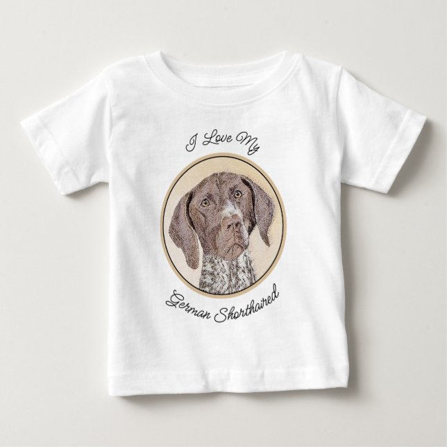 Deutsch Kurzzeitermalerei - Hundekunst Baby T-shirt (Vorderseite)