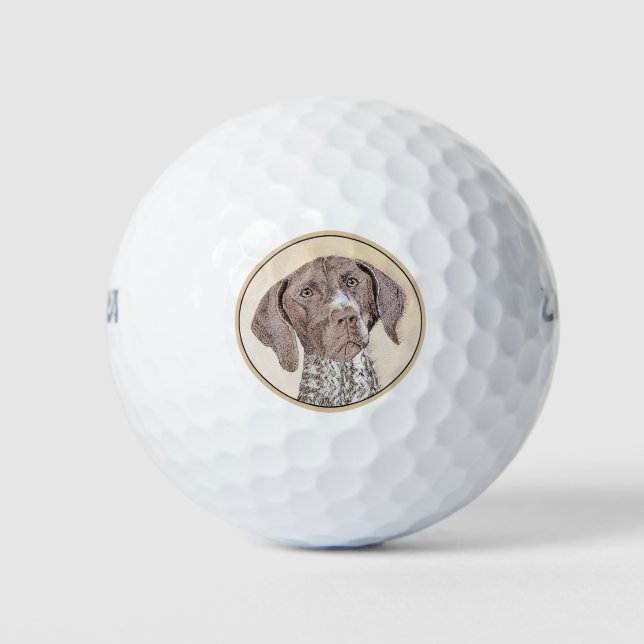 Deutsch Kurzzeitermalerei - Hundekunst Golfball (Vorderseite)