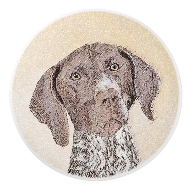 Deutsch Kurzzeitermalerei - Hundekunst Keramikknauf (Vorderseite)