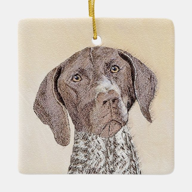 Deutsch Kurzzeitermalerei - Hundekunst Keramikornament (Vorderseite)