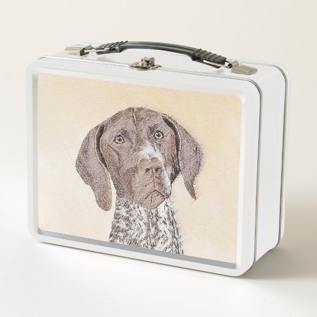 Deutsch Kurzzeitermalerei - Hundekunst Metall Brotdose (Vorderseite)
