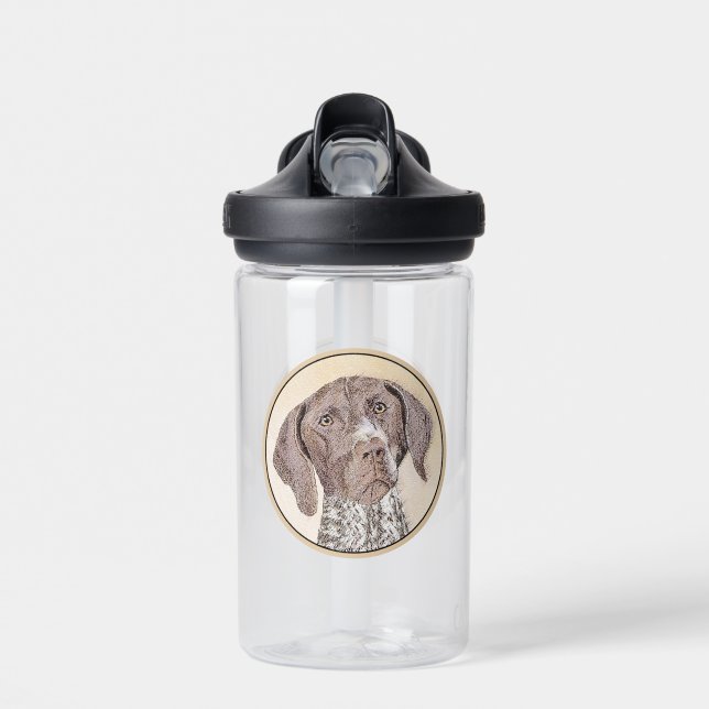 Deutsch Kurzzeitermalerei - Hundekunst Trinkflasche (Vorne)