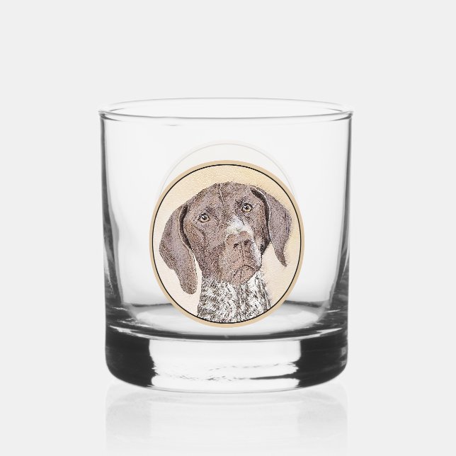 Deutsch Kurzzeitermalerei - Hundekunst Whiskyglas (Vorderseite)