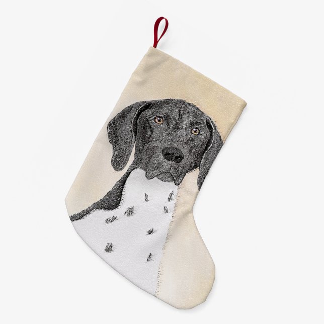 Deutsch Kurzzeitermalerei - Originalkunst Kleiner Weihnachtsstrumpf (Vorderansicht (hängend))