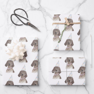 Deutsch Kurzzeitiger APS Hund Wasserfarben Kunst Geschenkpapier Set