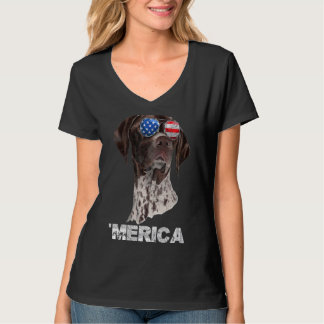 Deutsch Kurzzeitiger Pointer American USA Flag 4 O T-Shirt