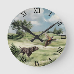 Deutsch Kurzzeitiger Zeiger auf einen Fasan Runde Wanduhr