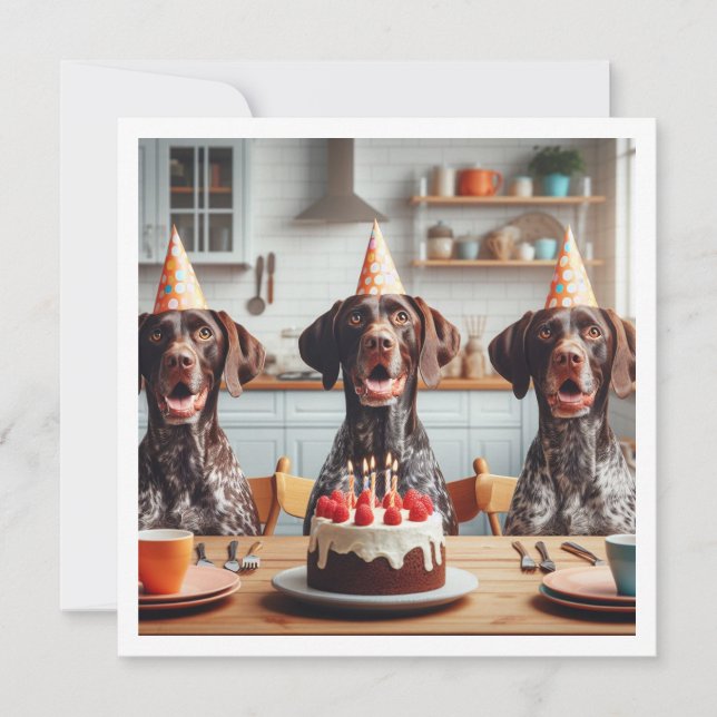 Deutsch Kurzzeitiger Zeiger, Hundegeburt Einladung (Vorderseite)