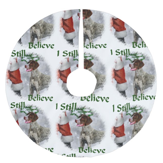 Deutsch Kurzzeitweilig Pointer Weihnachten Polyester Weihnachtsbaumdecke (Vorderseite)