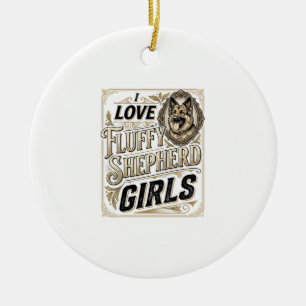 Deutsch Langhaar Mädchen-Shirt Vintage-Hundegravur Keramik Ornament