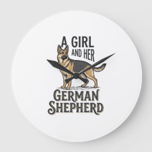 Deutsch Langhaar Mädchen-Shirt Vintage Hundeliebha Große Wanduhr