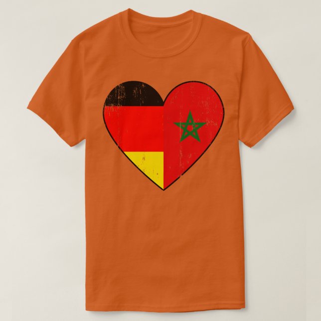 Deutsch-marokkanische Flagge Herz Morroco T-Shirt (Design vorne)