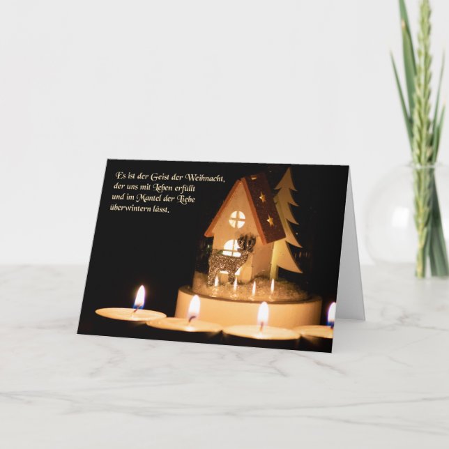 Deutsch Romantische frohe Weihnachtsgrüße Karte (Vorderseite)