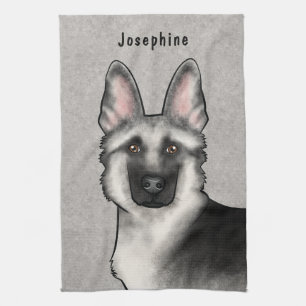 Deutsch-Schwarzwälder Schäferhund Kopf und Name Geschirrtuch