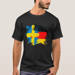 Deutsch-schwedische Misch-Herkunftsflagge T-Shirt
