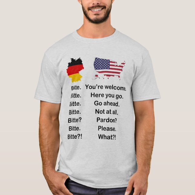 Deutsch vs. Englisch - Bitte Please T-Shirt (Vorderseite)
